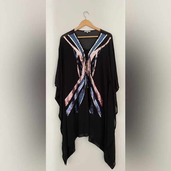 Wayne Cooper poncho top Size XL Black and Blue Women's Swim Cover-Up - Picture 2 of 7